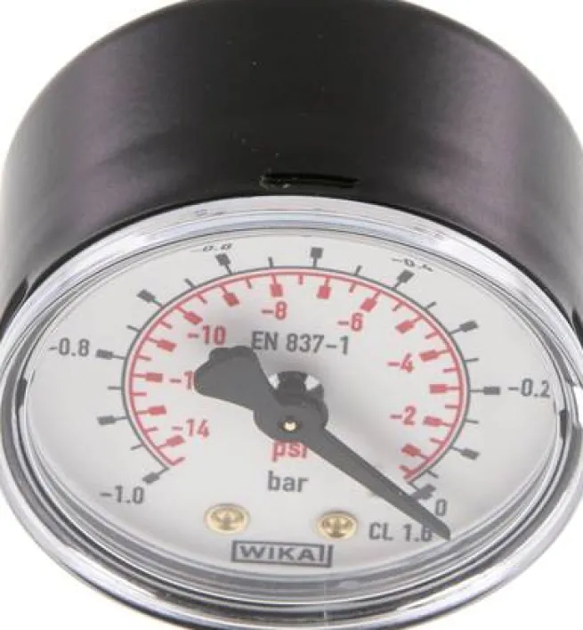 Manometer waagerecht (ST/Ms), 50mm, -1 bis 0 bar, G 1/4"