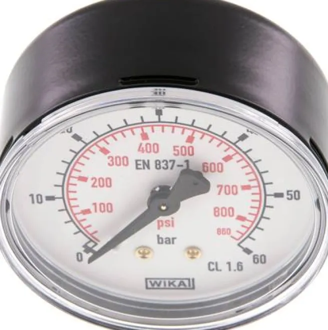 Manometer waagerecht (ST/Ms), 63mm, 0 - 60 bar, G 1/4"
