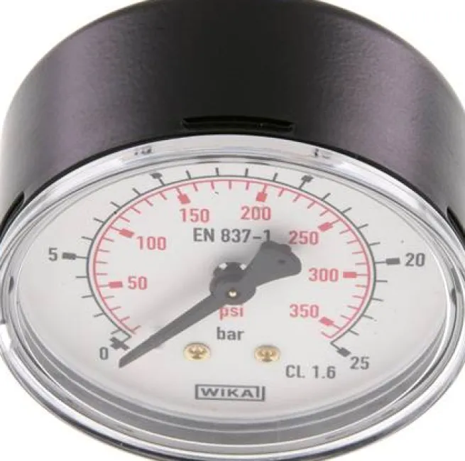 Manometer waagerecht (ST/Ms), 63mm, 0 - 25 bar, G 1/4"