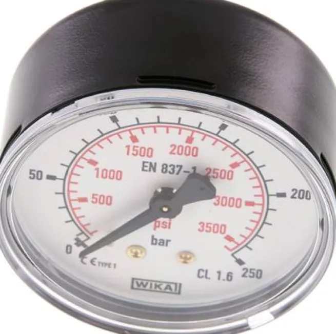 Manometer waagerecht (ST/Ms), 63mm, 0 - 250 bar, G 1/4"