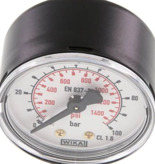 Manometer waagerecht (ST/Ms), 50mm, 0 - 100 bar, G 1/4"