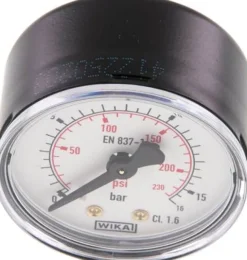 Manometer waagerecht (ST/Ms), 50mm, 0 - 16 bar, G 1/4"