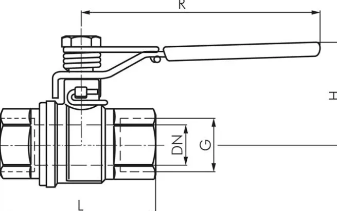 Messing-Kugelhahn, G 1-1/2", -0,98 bis 40bar, federschließend