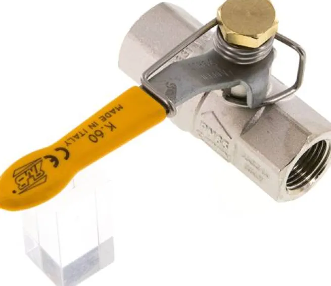 Messing-Kugelhahn, G 1/2", -0,98 bis 65bar, federschließend