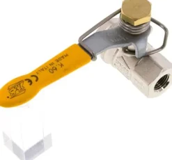 Messing-Kugelhahn, G 1/4", -0,98 bis 65bar, federschließend