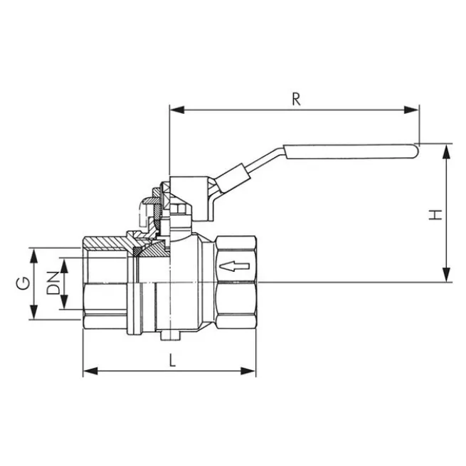 Messing-Kugelhahn mit Entlüftungsbohrung G 1/2", PN 14