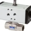 Messing Kugelhahn mit pneumatischem Antrieb, Rp 1-1/2", Feder-schließend