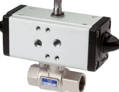 Messing Kugelhahn mit pneumatischem Antrieb, Rp 1-1/2", Feder-schließend