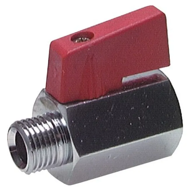 Messing-Minikugelhahn G 1/2" Innengewinde / Außengewinde, PN 15, Knebelgriff