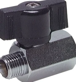 Messing-Minikugelhahn G 1/4" Innengewinde / Außengewinde, PN 15, Flügelgriff