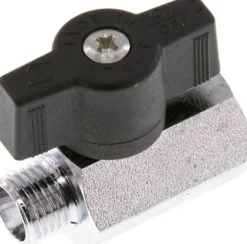 Messing-Minikugelhahn G 1/4" Innengewinde / Außengewinde, PN 15, Flügelgriff