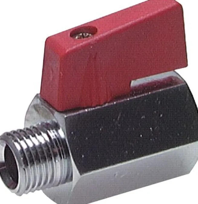 Messing-Minikugelhahn G 3/4" Innengewinde / Außengewinde, PN 15, Knebelgriff
