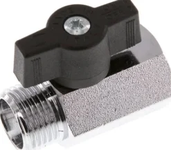 Messing-Minikugelhahn G 1/2" Innengewinde / Außengewinde, PN 15, Flügelgriff