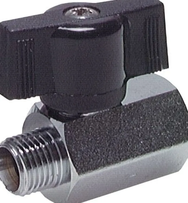 Messing-Minikugelhahn G 3/8" Innengewinde / Außengewinde, PN 15, Flügelgriff