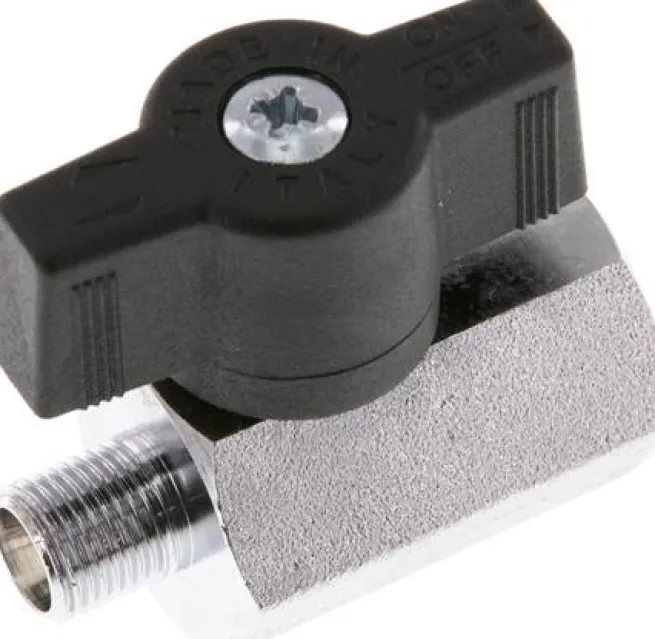 Messing-Minikugelhahn G 1/8" Innengewinde / Außengewinde, PN 15, Flügelgriff