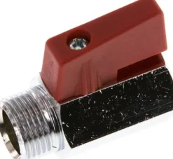Messing-Minikugelhahn G 3/8" Innengewinde / Außengewinde, PN 15, Knebelgriff