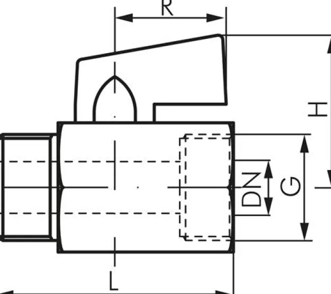Messing-Minikugelhahn G 3/8" Innengewinde / Außengewinde, PN 15, Knebelgriff