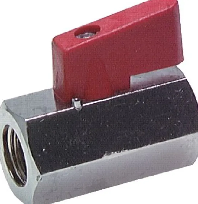 Messing-Minikugelhahn G 1/8" Innengewinde, PN 15, Knebelgriff
