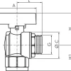 Messing-Winkelkugelhahn, DVGW, R 1" / Rp 1", -0,9 bis 40bar