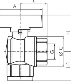Messing-Winkelkugelhahn, DVGW, Rp 1/2", -0,9 bis 40bar