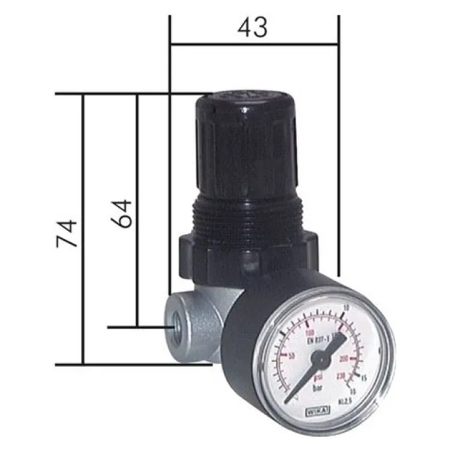 Mini-Druckregler G 1/4", 0,5 - 10 bar, vordruckabhängig