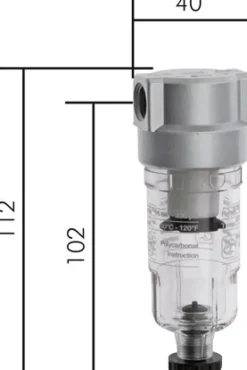 Mini-Filter G 1/4", Metallbehälter ohne Sichtrohr