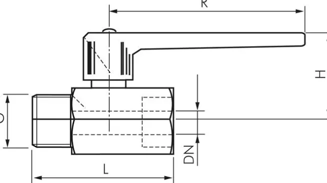 Minikugelhahn langer Griff, G 3/8" Innengewinde / Außengewinde, PN 15