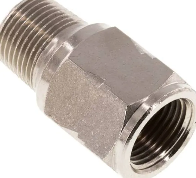 Mini-Rückschlagventil R/Rp 3/8" (AG/IG), Messing vernickelt, Dichtung FKM, ohne Feder