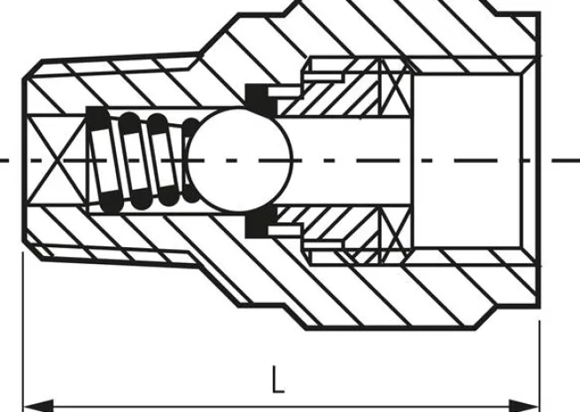 Mini-Rückschlagventil R/Rp 3/8" (AG/IG), Messing vernickelt