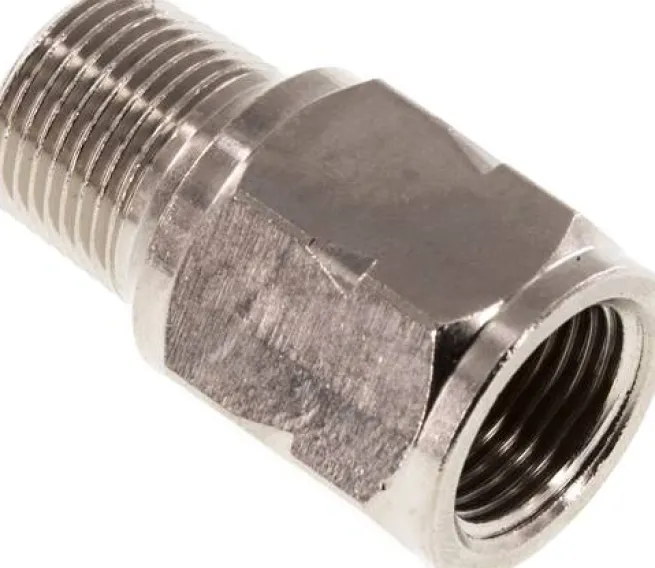 Mini-Rückschlagventil R/Rp 3/8" (AG/IG), Messing vernickelt, ohne Feder