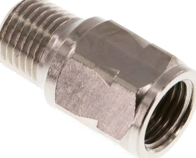 Mini-Rückschlagventil R/Rp 1/4" (AG/IG), Messing vernickelt