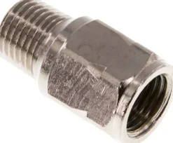 Mini-Rückschlagventil R/Rp 1/4" (AG/IG), Messing vernickelt, Dichtung FKM