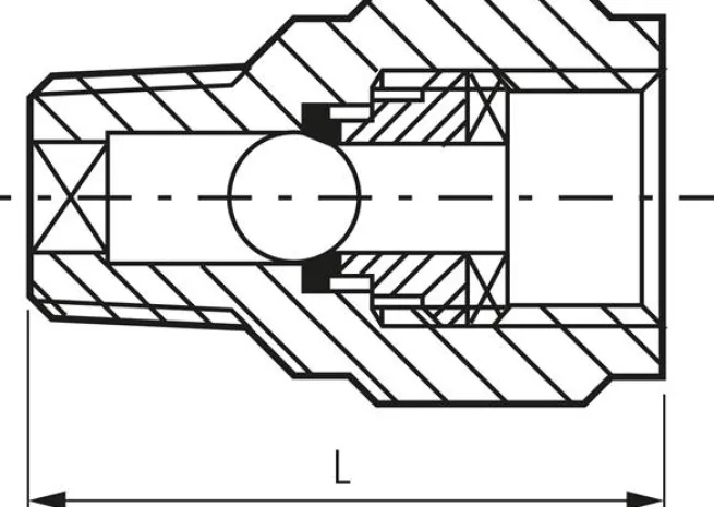 Mini-Rückschlagventil R/Rp 1/8" (AG/IG), Messing vernickelt, ohne Feder