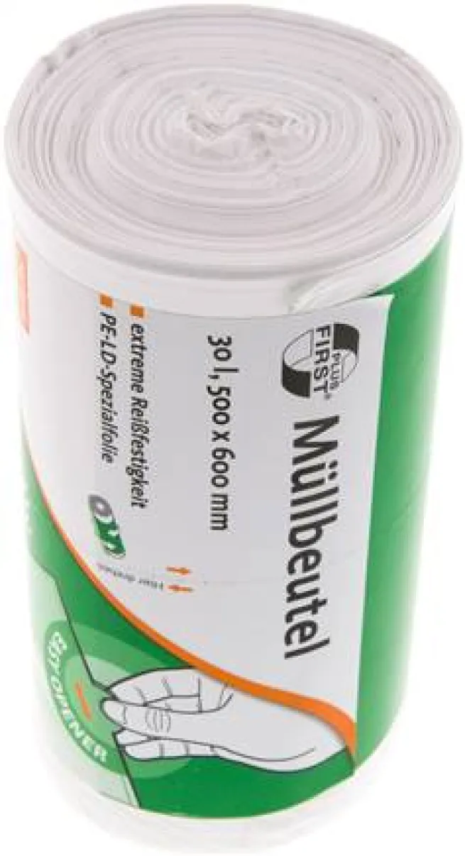 Müllsack, 30 ltr, weiß, 50er, LD-PE, 12µm