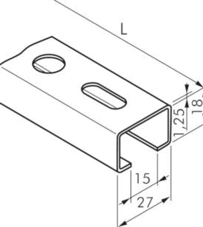 Montageschiene MS 27/18, 2 mtr., Stahl verzinkt