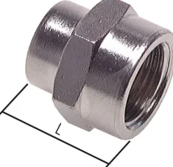 Muffe G 1/4"-G 1/4", Messing vernickelt