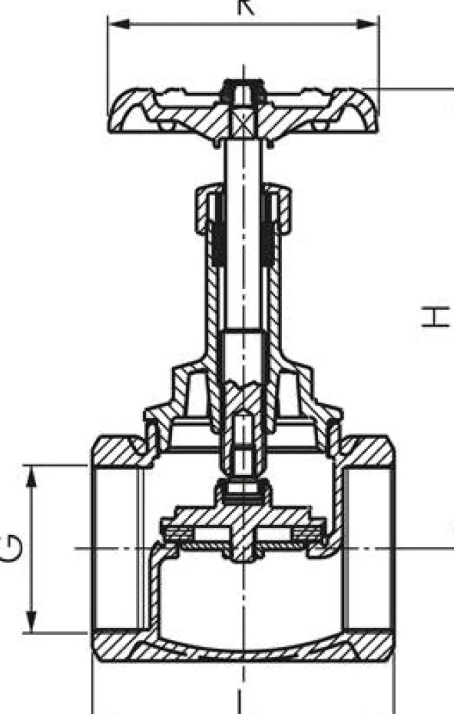 Muffen-Absperrventil, Rotguss/Messing, G 3/4", PN 16