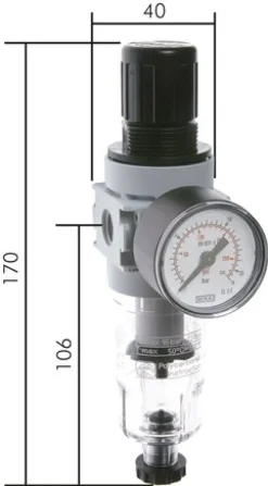 MULTIFIX Filterregler, G 1/4", 0,1 - 3bar, n. rücksteuerbar