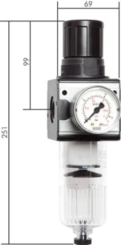 MULTIFIX Sicherheits-Filterregler, G 1/2" (mit vorgeschaltetem, abschließbaren Kugelhahn, mit Schutzkorb