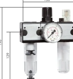 MULTIFIX Wartungseinheit (1), 3-tlg., G 3/8", 0,5 - 10 bar, Kondensatablass automatisch