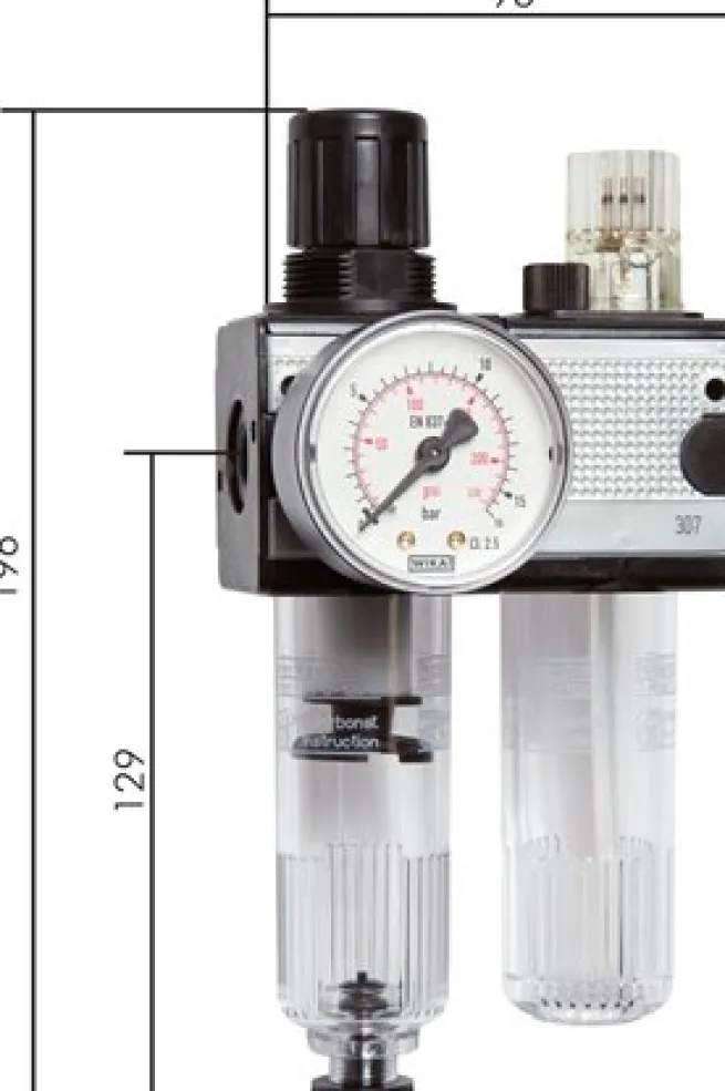 MULTIFIX Wartungseinheit (1), 2-tlg., G 3/8", 0,5 - 10 bar, mit Schutzkorb