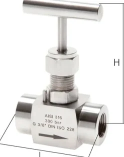 Nadel-Absperrventil, Edelstahl, G 1/2", PN 300 (ECO)