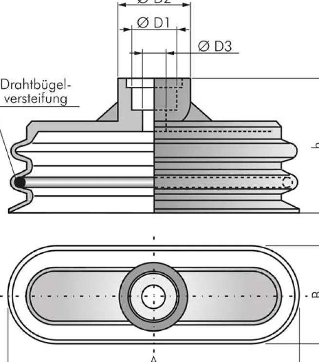 Ovalbalgsauger, 75 x 25mm, Hub 10,5mm, Silikon (60A, transparent)