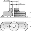 Ovalsauger, 36 x 12mm, Hub 2mm, Polyurethan (65A, blau)