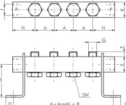 P-Leiste inkl. Hohlschrauben und Dichtungen für Ventilbaureihe M07 / P07 R 141/3