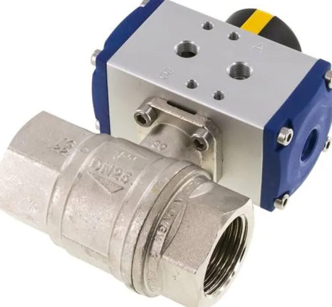 Pneumat. Messing-Kugelhahn, G 1", doppeltwirkend, FKM-Dichtung