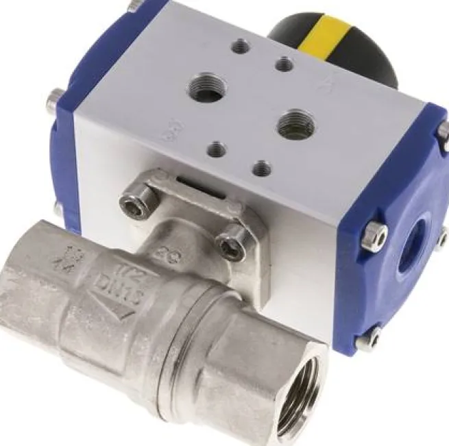 Pneumat. Messing-Kugelhahn, G 1/2", doppeltwirkend