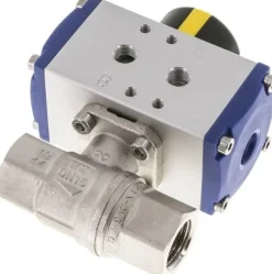 Pneumat. Messing-Kugelhahn, G 1/2", doppeltwirkend, FKM-Dichtung