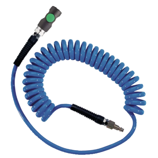 Polyurethan Spiralschläuche Blau 6,5 x 10 mm - 8 m mit Sicherheits-Schnellkupplung ESI 07