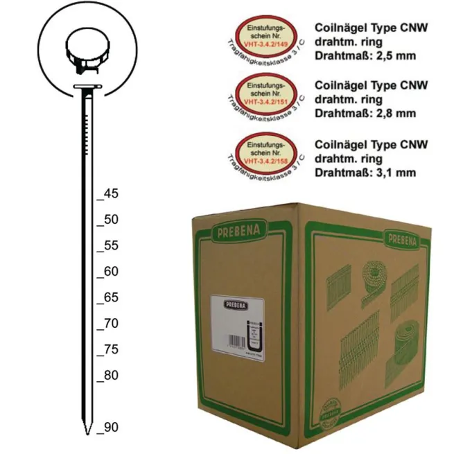 Prebena Coilnägel CNW25/60BKRI Ringschaft
